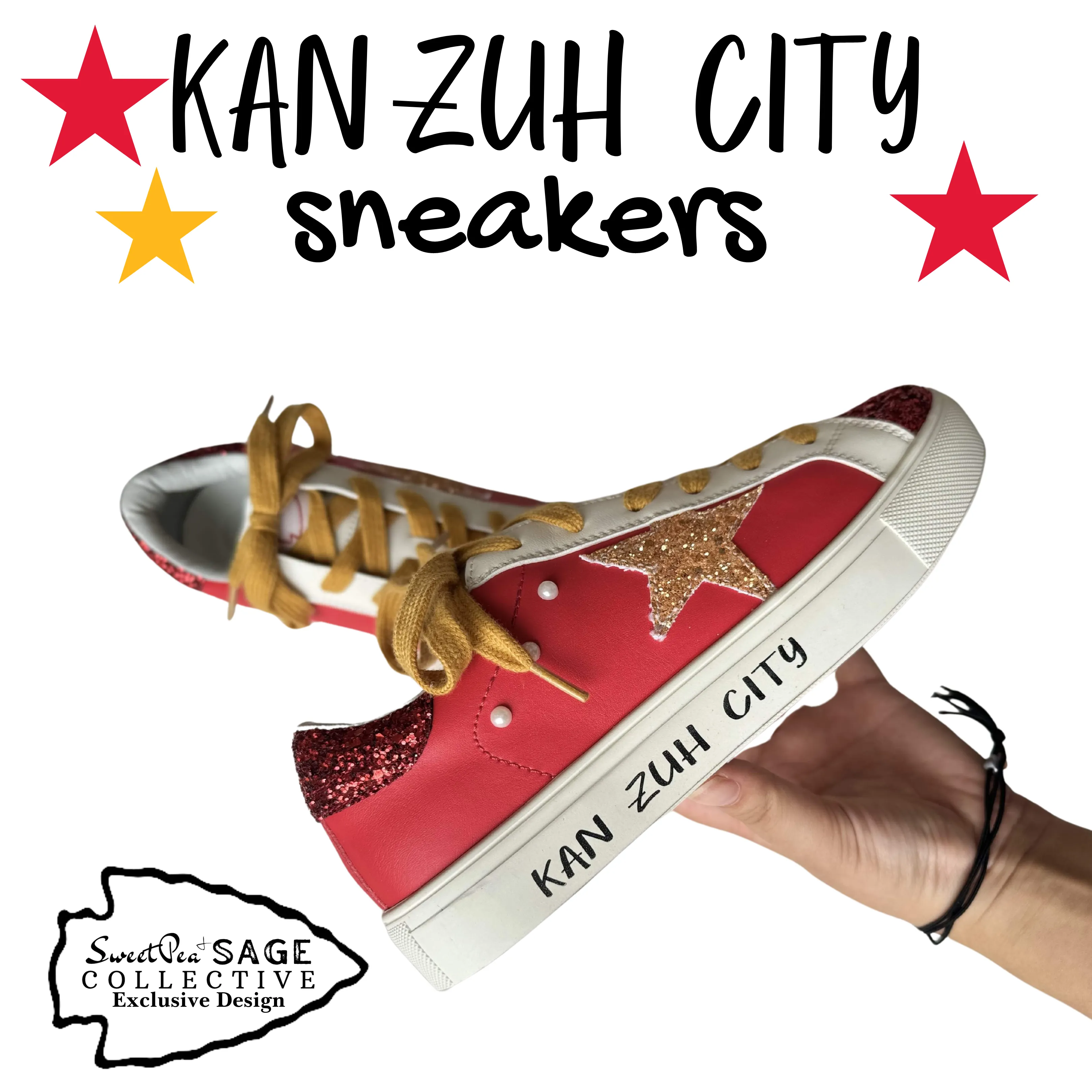 KAN ZUH CITY ‘Chiefs’ Custom Retro Game Day Sneaker Shoe