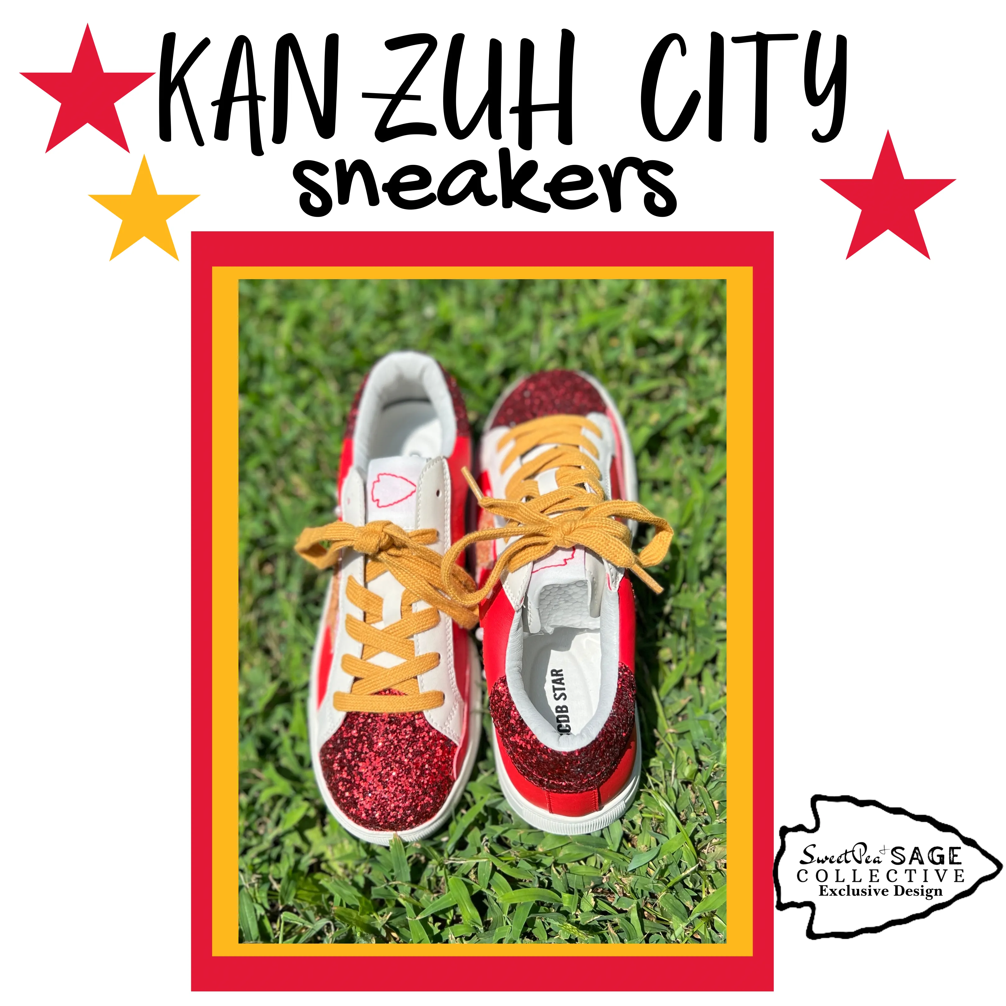 KAN ZUH CITY ‘Chiefs’ Custom Retro Game Day Sneaker Shoe