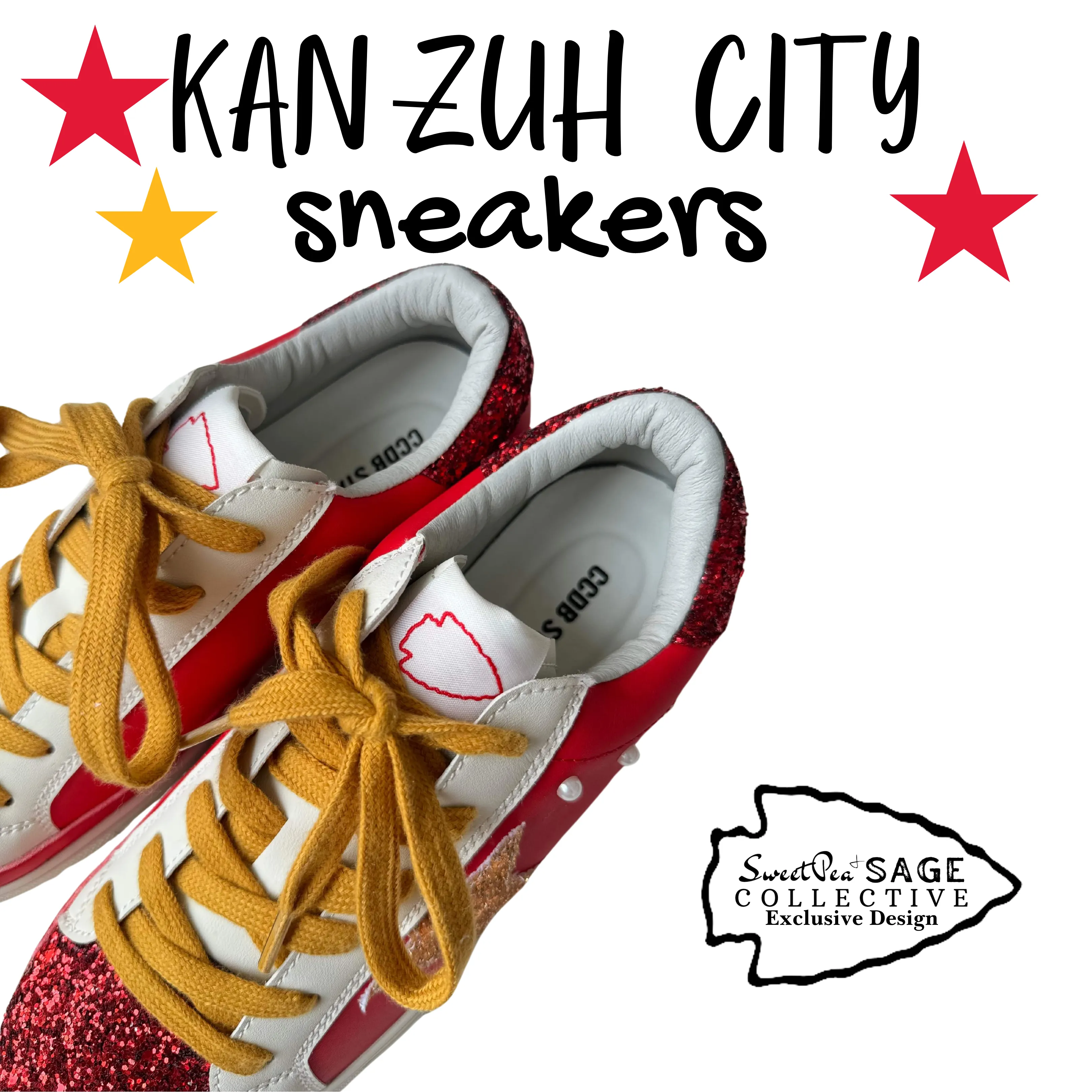 KAN ZUH CITY ‘Chiefs’ Custom Retro Game Day Sneaker Shoe