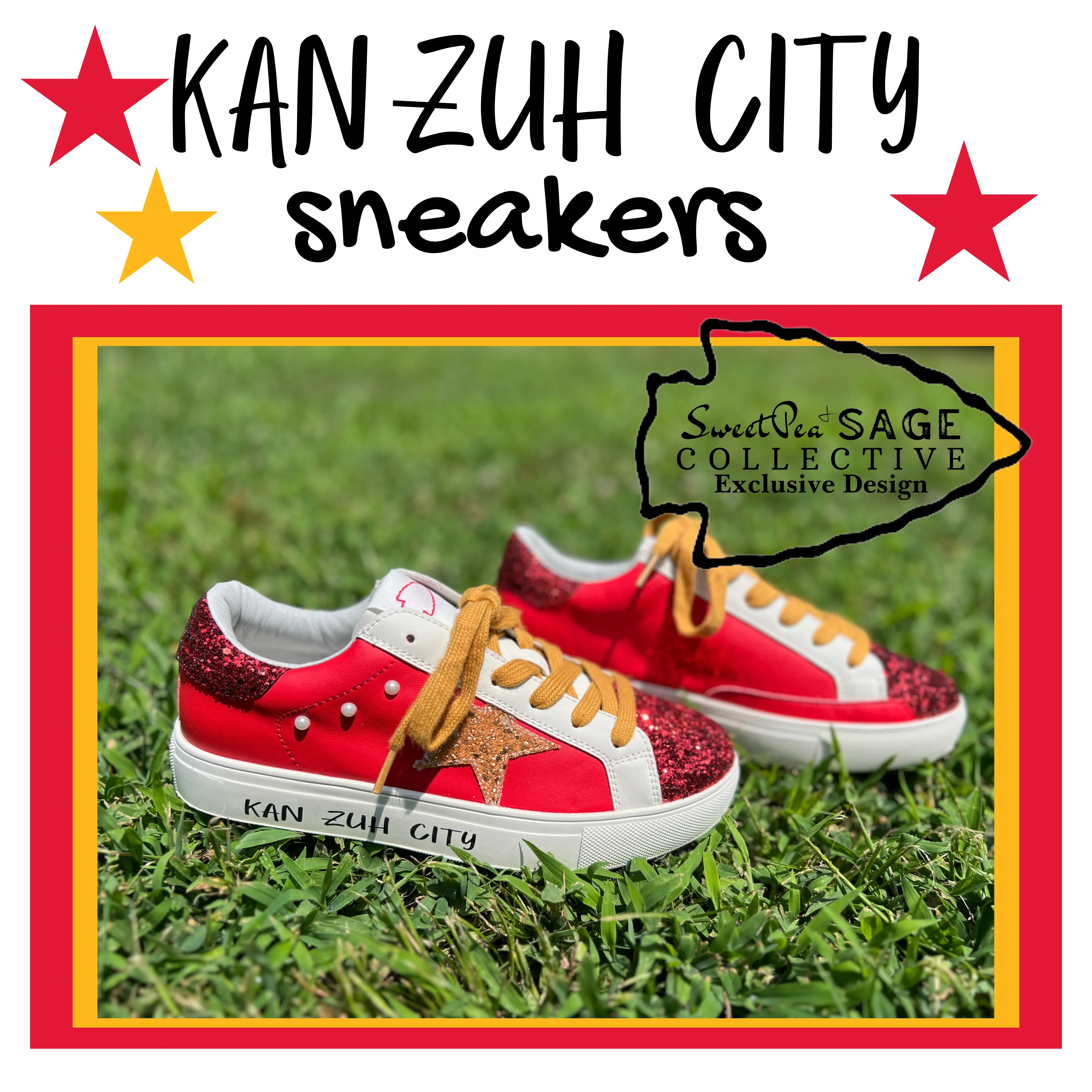 KAN ZUH CITY ‘Chiefs’ Custom Retro Game Day Sneaker Shoe