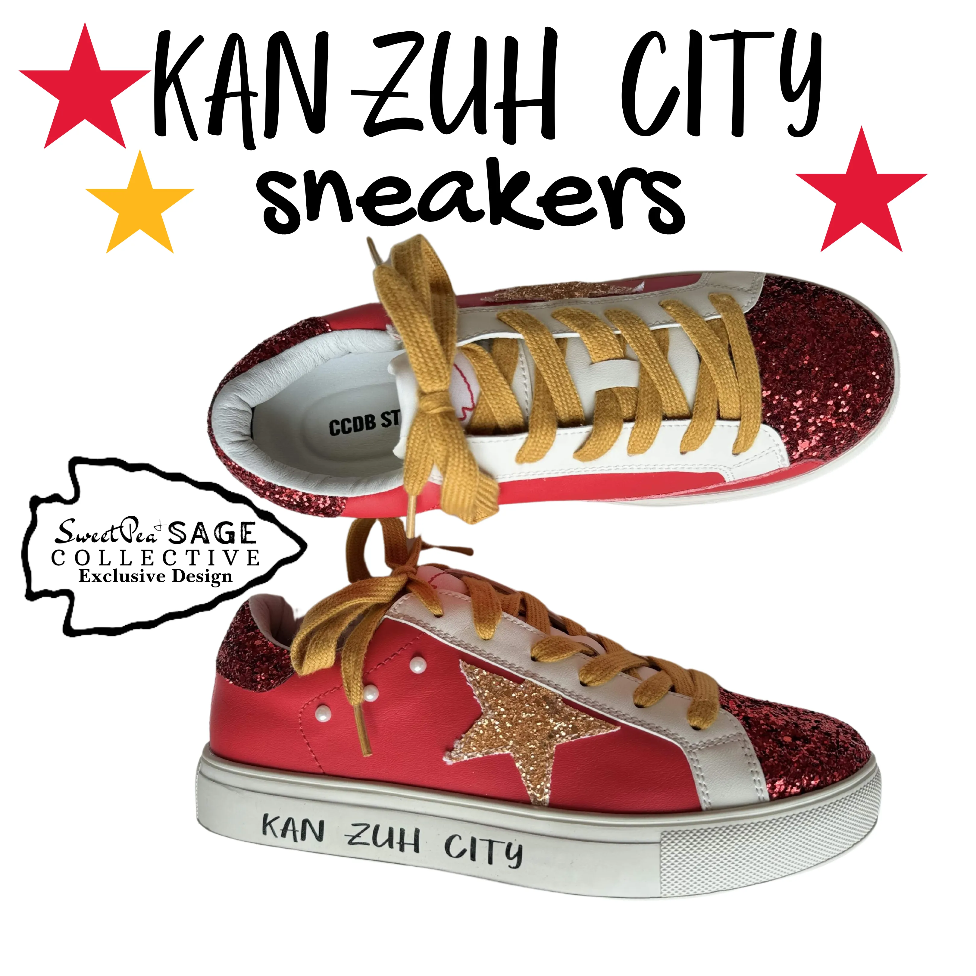 KAN ZUH CITY ‘Chiefs’ Custom Retro Game Day Sneaker Shoe