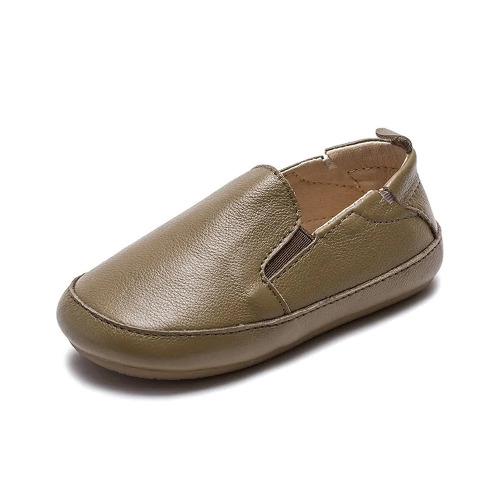 Kids' Faux Leather Slip-on Moccasins, Casual Loafers, Comfortable Flats