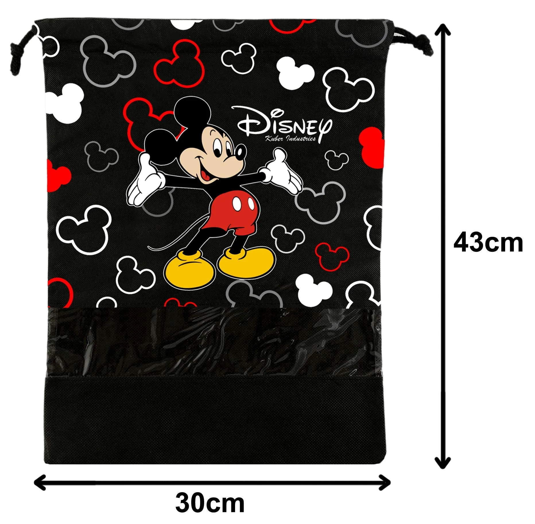 Kuber Industries Shoe Bag for Travel|Shoe Cover for Storage|Convenient Draw-String Bag|Perfect for Travel, Tracking| Disney Mickey Print|Pack of 12 (Black)