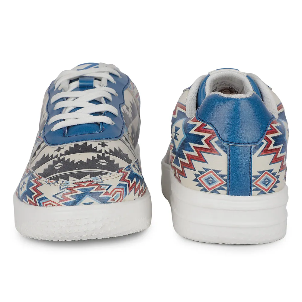 Leap7x Lacing White Printed Himalayan Handloom Casual Sneakers For Men MJH-M04 By Liberty