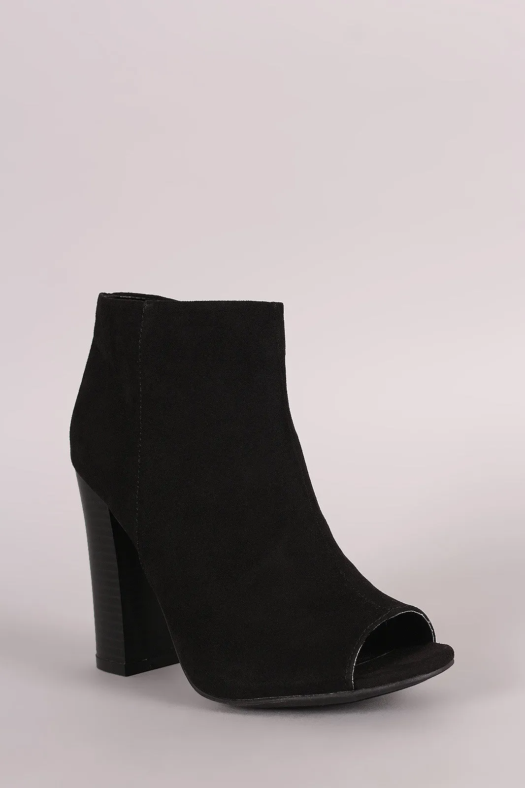 Leni -  Peep Toe Chunky Heeled Booties