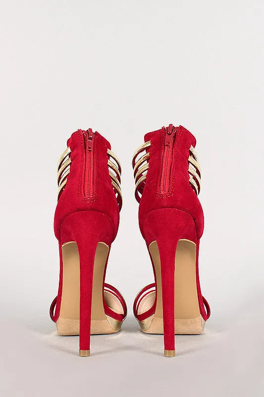 Liliana Faux Suede Pointy Toe Strappy Heels