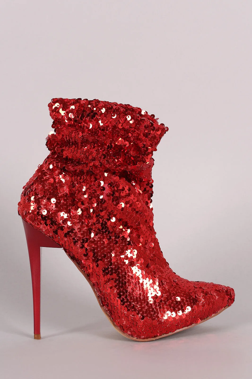 Liliana Sequins Slouchy Pointy Toe Stiletto Booties