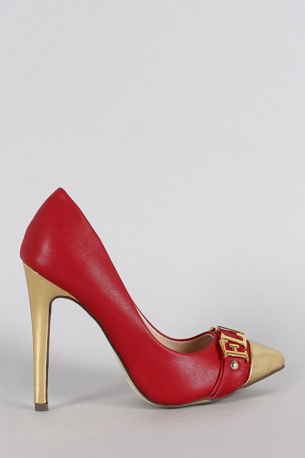 Liliana Two Tone Metallic Flawless Pointy Toe Stiletto Pump