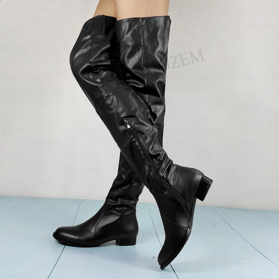 Low Heeled Boots Side Zip