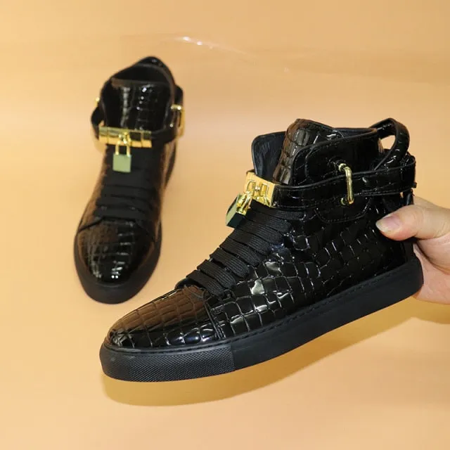 Luxury CrocEmboss High Top Casual Sneakers