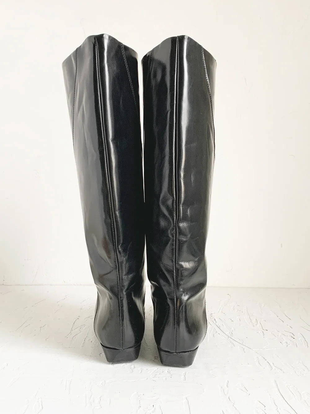 Maserati Black Leather Riding Boots