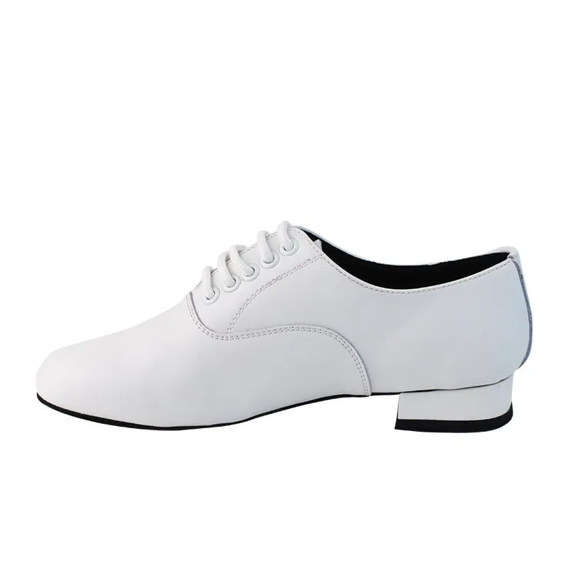 Men's 2cm White Leatherette Heels Ballroom Dance Shoes