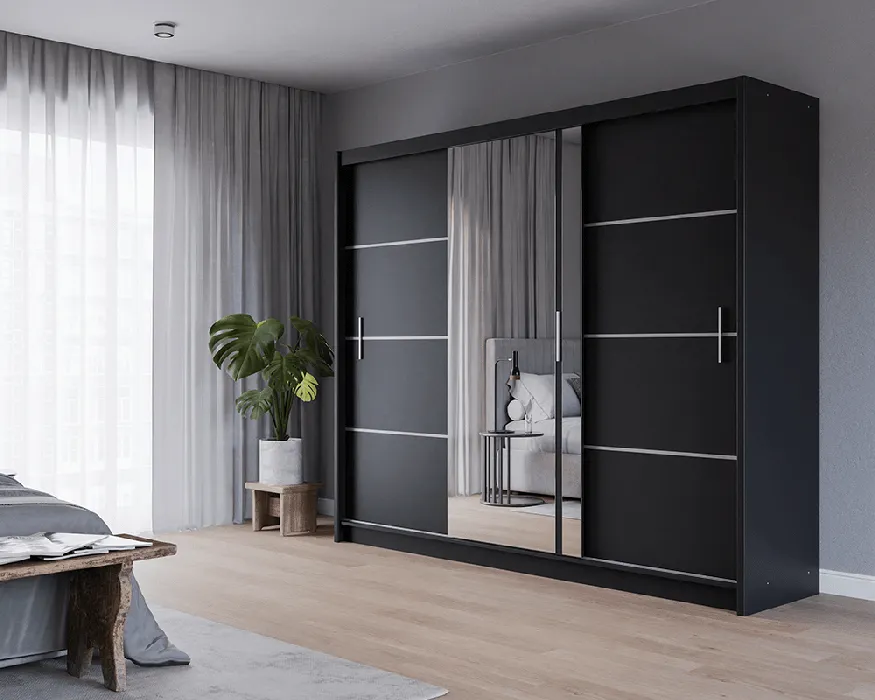 Mersey 250cm Sliding Door Wardrobe Black