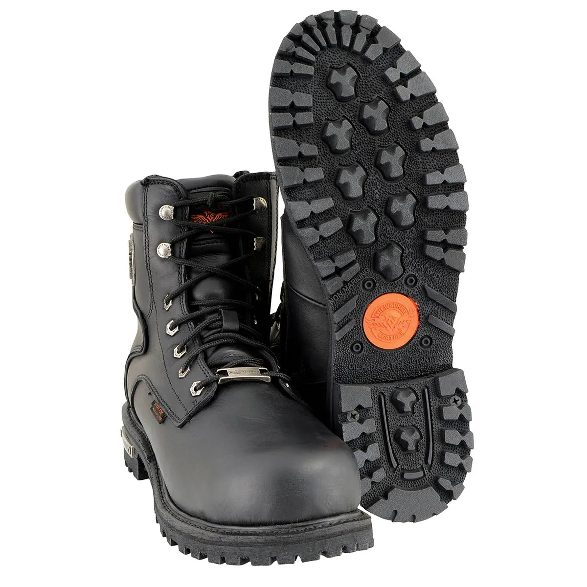 Milwaukee Leather MBM9097WPST Men's Black Wide-Width 6-inch Logger Steel Toe Water Proof Leather Boots