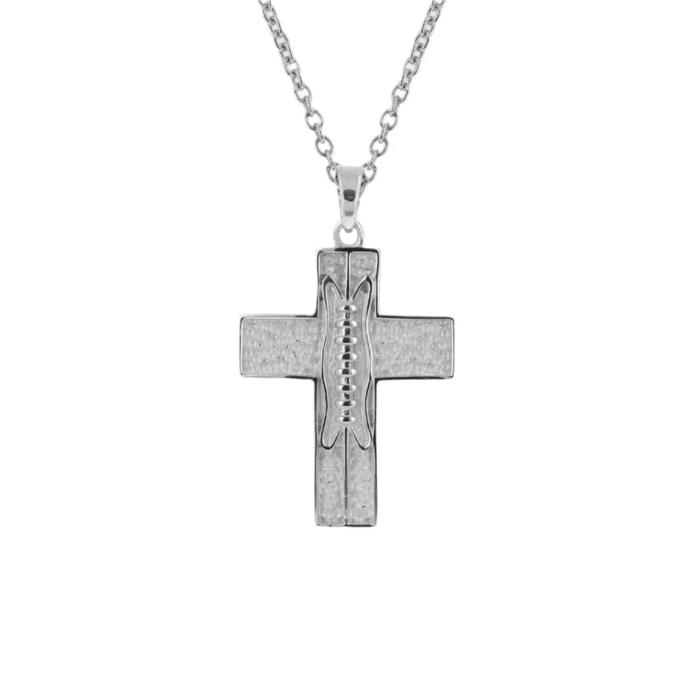 Mini Pigskin Football Cross Necklace | Gold