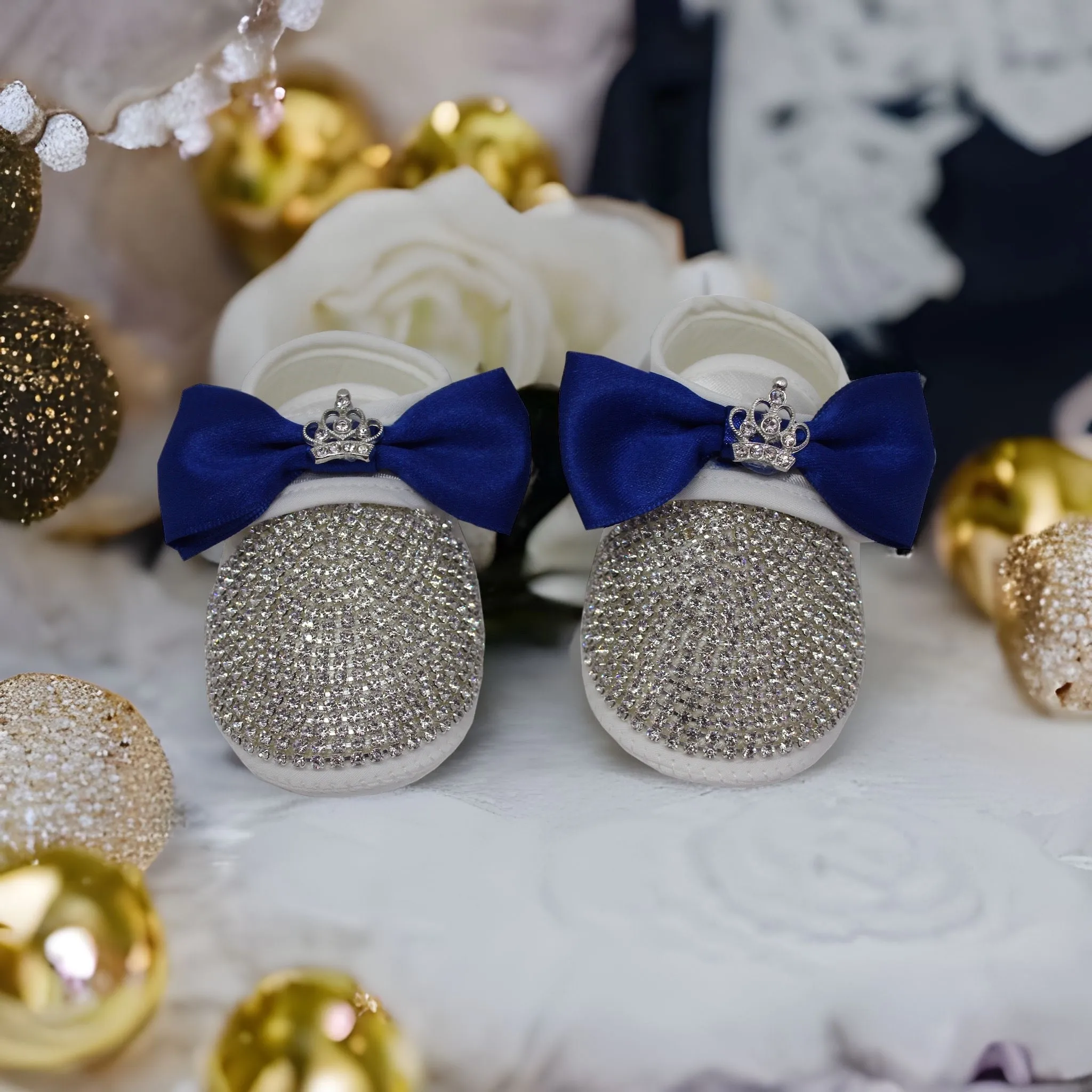 Navy Baby Boy Shoes and Bow Tie