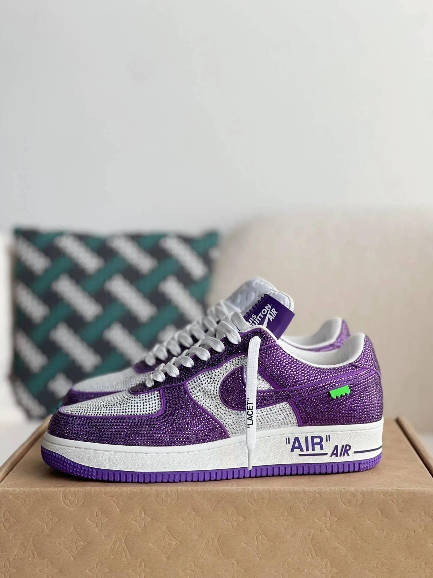 Nike x Louis Vuitton LV Air Force 1 Trainer Purple White Rhinestone Sneakers