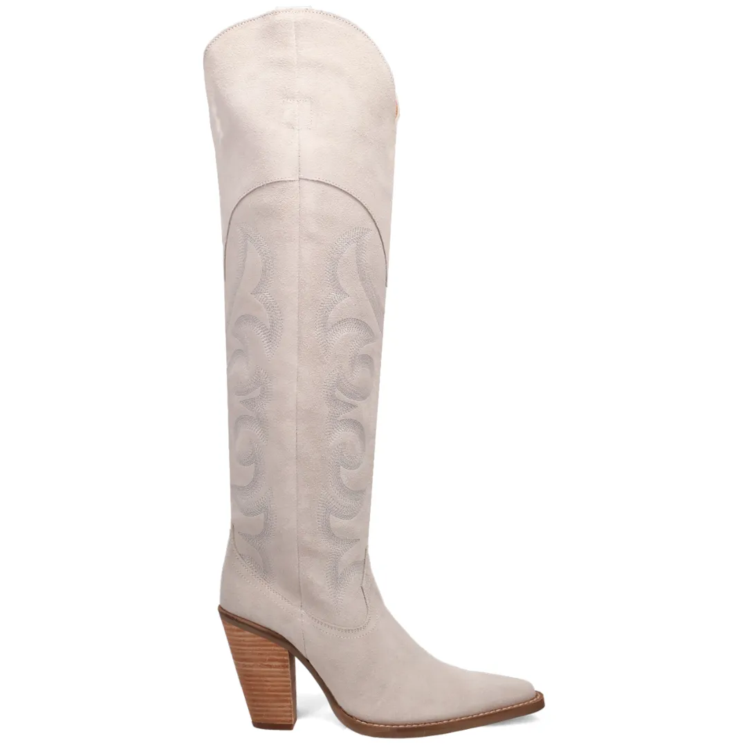 Online Exclusive | Dingo | Primadonna Suede Leather Boot in White **PREORDER