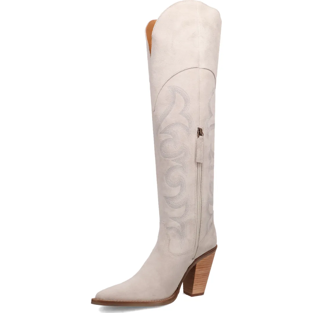 Online Exclusive | Dingo | Primadonna Suede Leather Boot in White **PREORDER