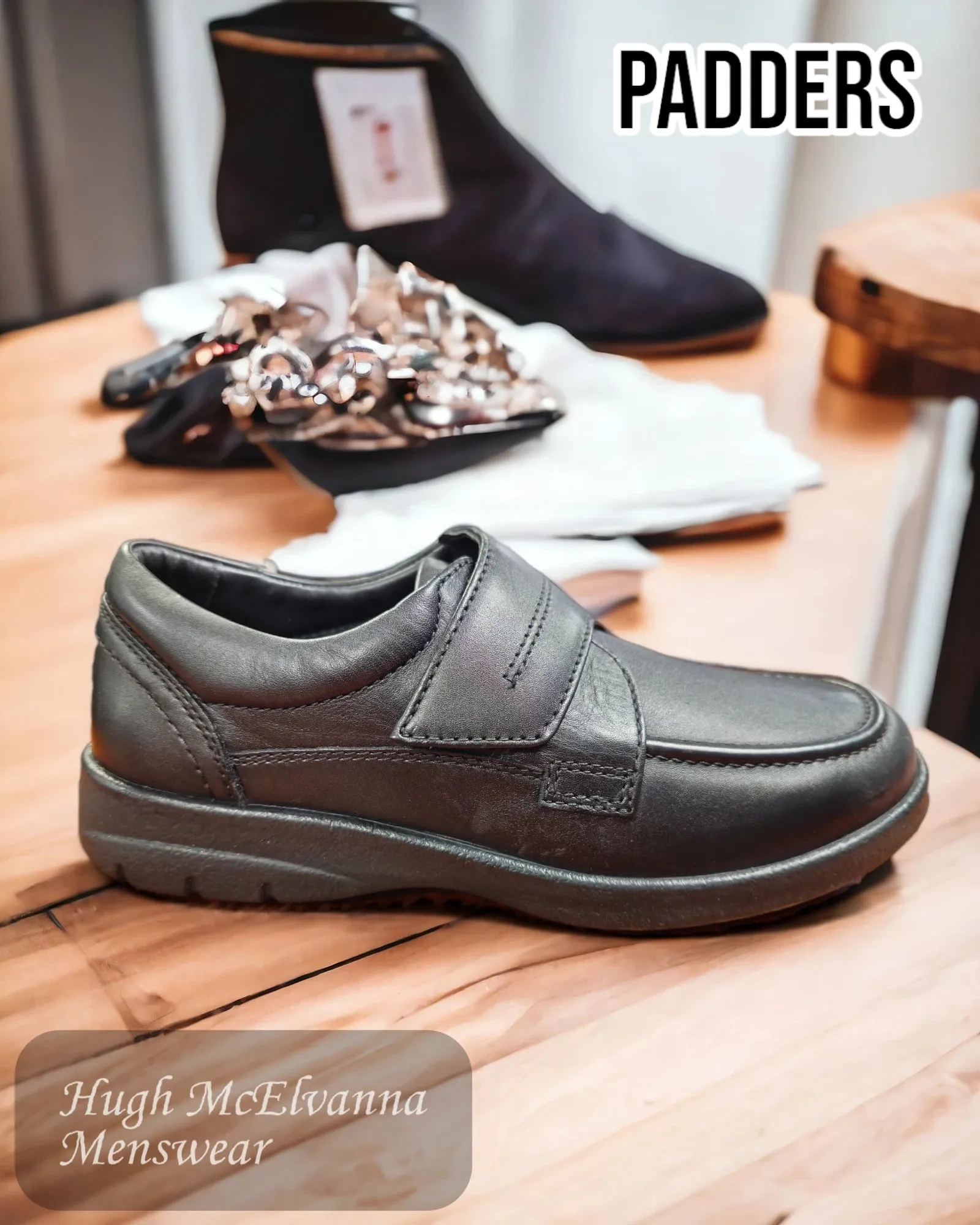 Padders SOLAR Black Velcro Shoe