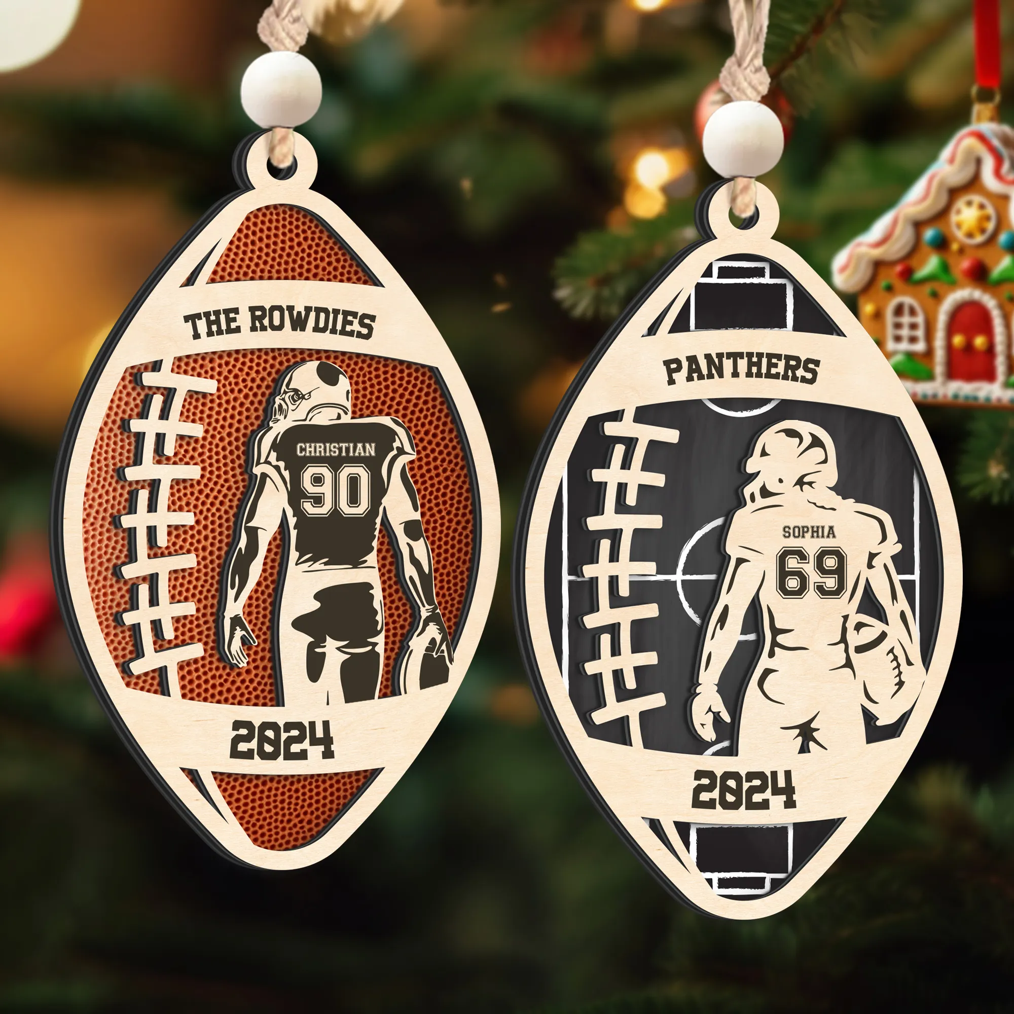 Personalized Football Christmas Ornament, Christmas Gift for Football Team, CF914