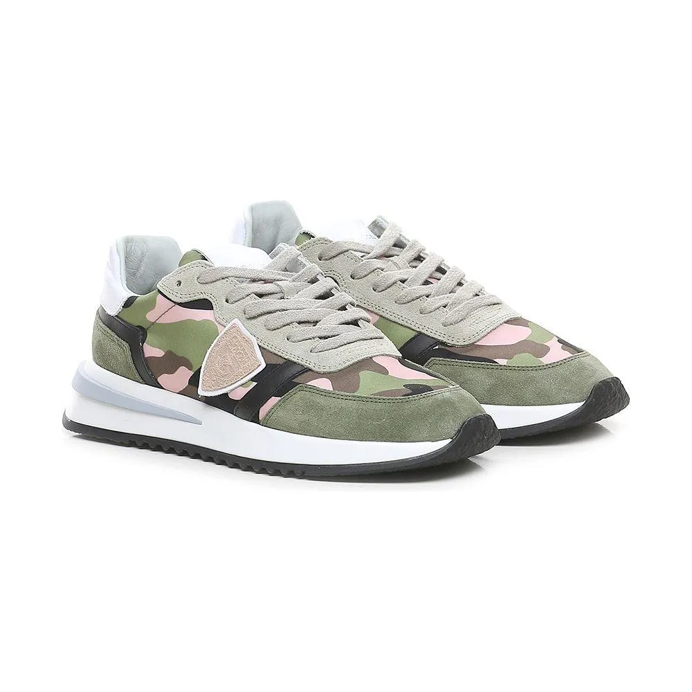 Philippe Model Chic Army Suede-Trimmed Fabric Sneakers