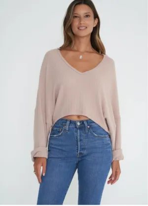 Project Social T Ariela Mauve V Neck Top