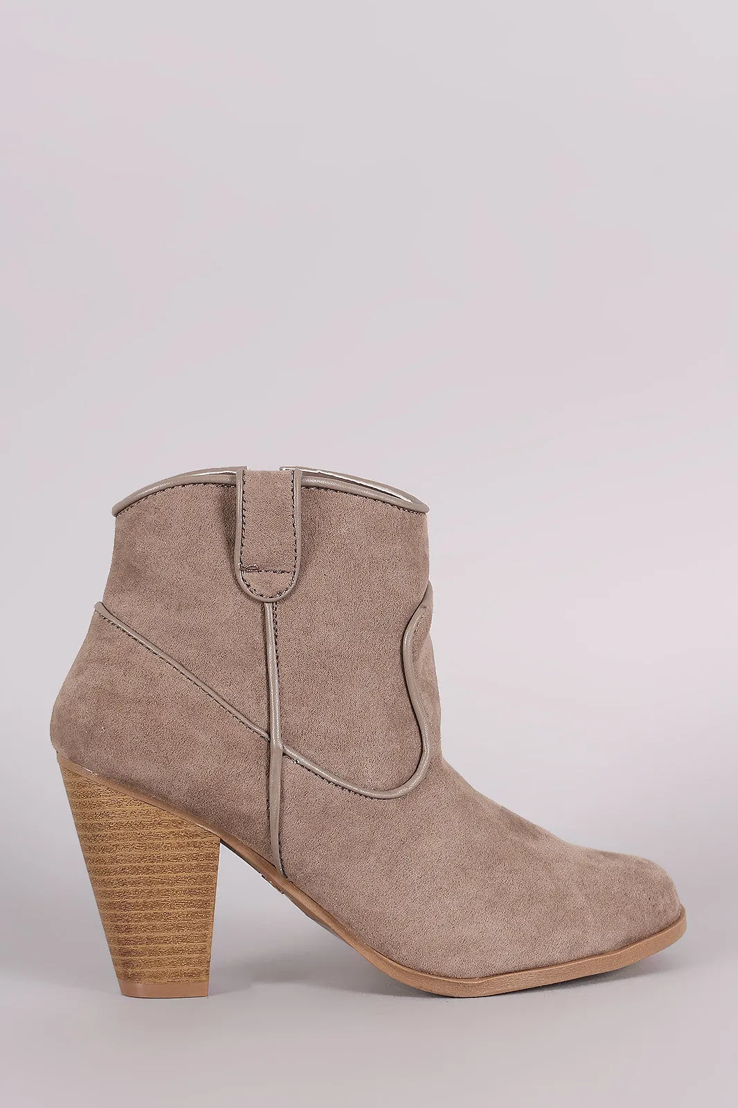 Qupid Suede Stitch Trim Zip-Up Booties