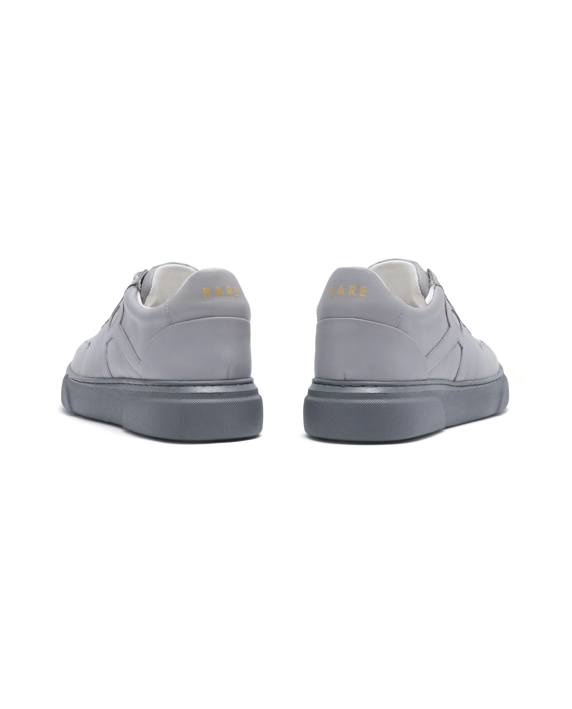 Rare Rabbit Men's Cygnus Grey Genuine Leather Monotone Low-top Lace-up Branded Sneaker Shoes