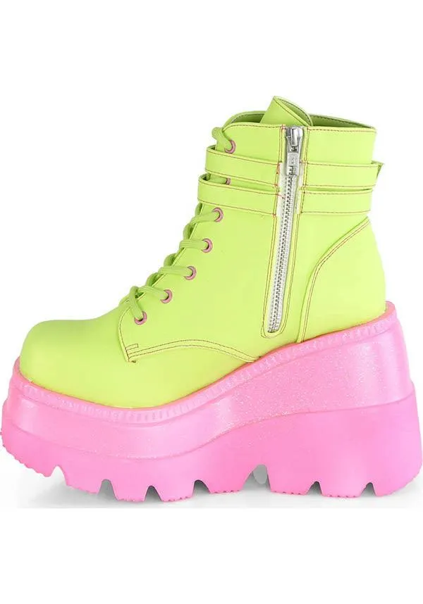 SHAKER-52 [Lime/Pink UV] | PLATFORM BOOTS [PREORDER]