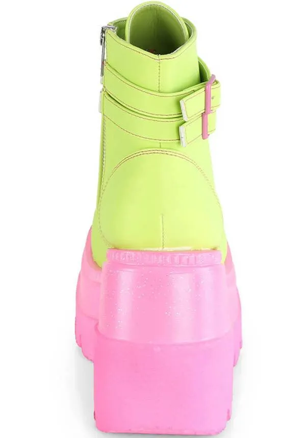 SHAKER-52 [Lime/Pink UV] | PLATFORM BOOTS [PREORDER]