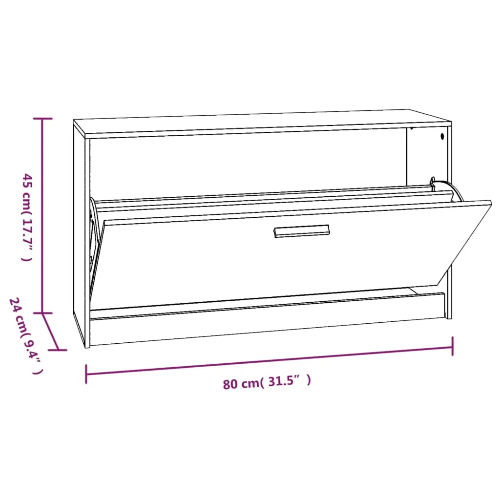 Shoe Bench Brown Oak 80x24x45 cm Engineered Wood