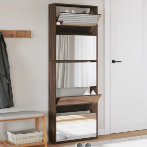 Shoe Cabinet with Mirror 5-Layer Brown Oak 63x17x169.5 cm