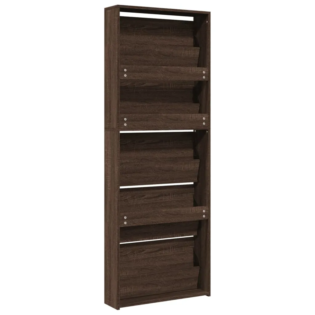 Shoe Cabinet with Mirror 5-Layer Brown Oak 63x17x169.5 cm