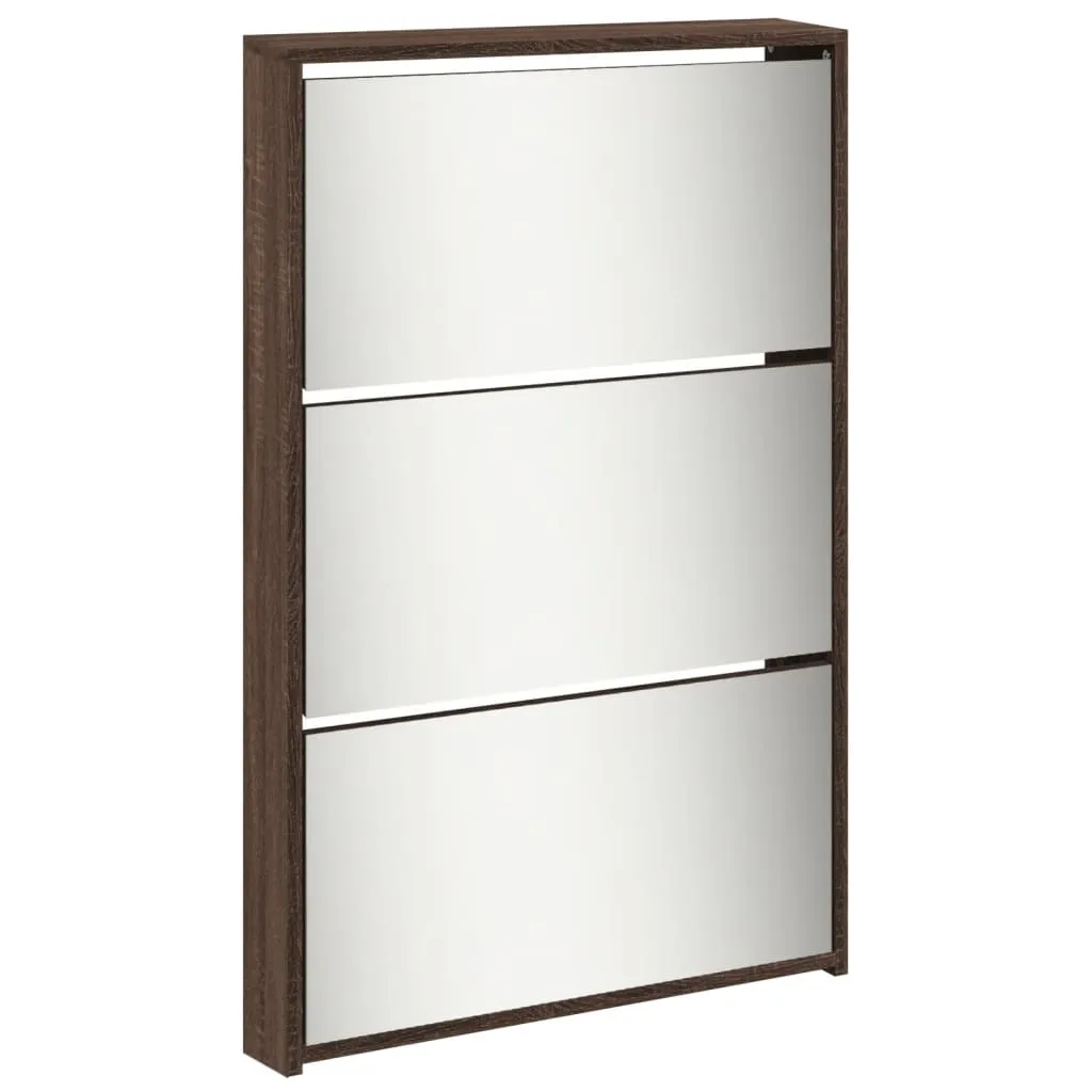 Shoe Cabinet with Mirror 5-Layer Brown Oak 63x17x169.5 cm