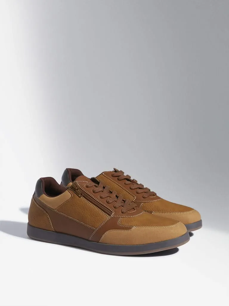 SOLEPLAY Tan Leather Lace-Up Sneakers