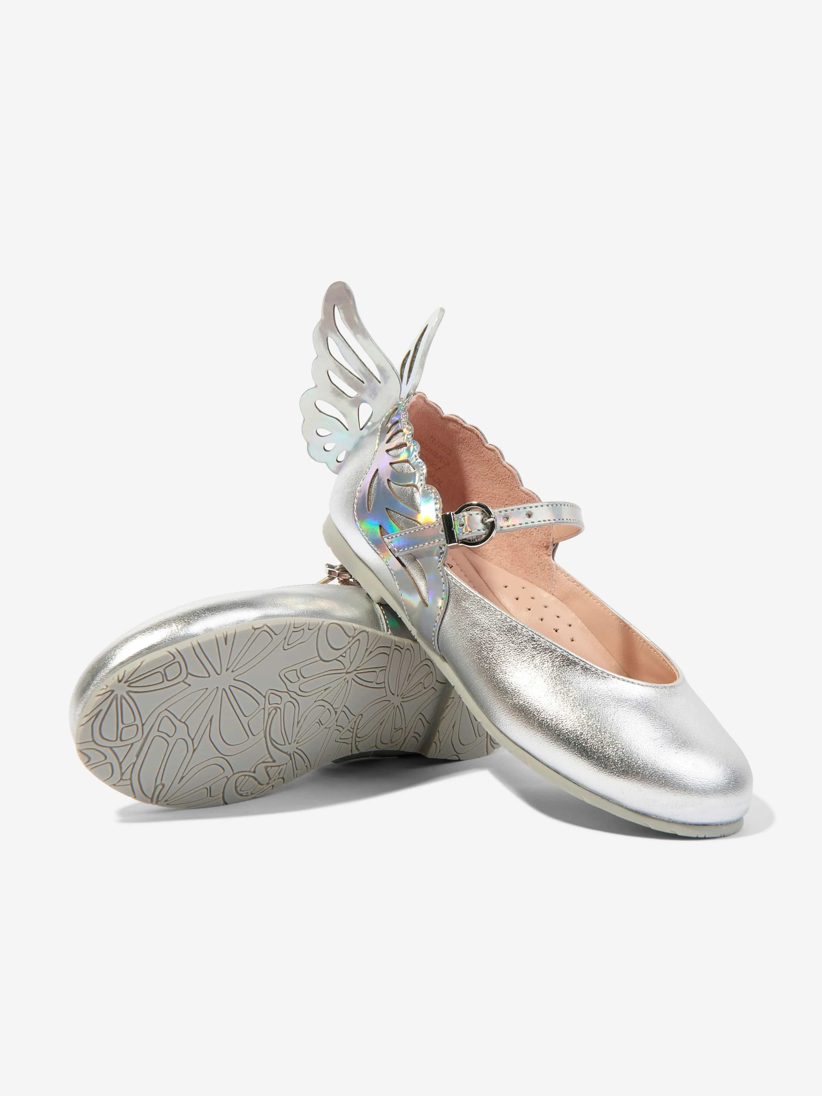 Sophia Webster Girls Leather Heavenly Shoes in Silver