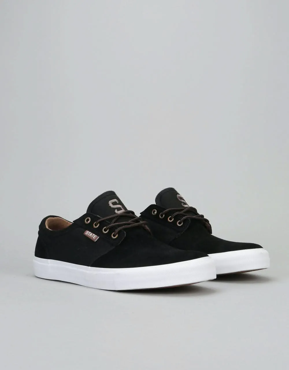 State Elgin Skate Shoes - Black/Brown Suede/Canvas