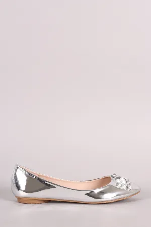 Studded Bow Patent Ballet Flat