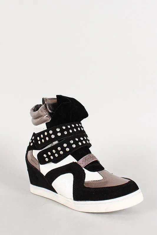 Studded Metallic Glitter Sneaker Wedge