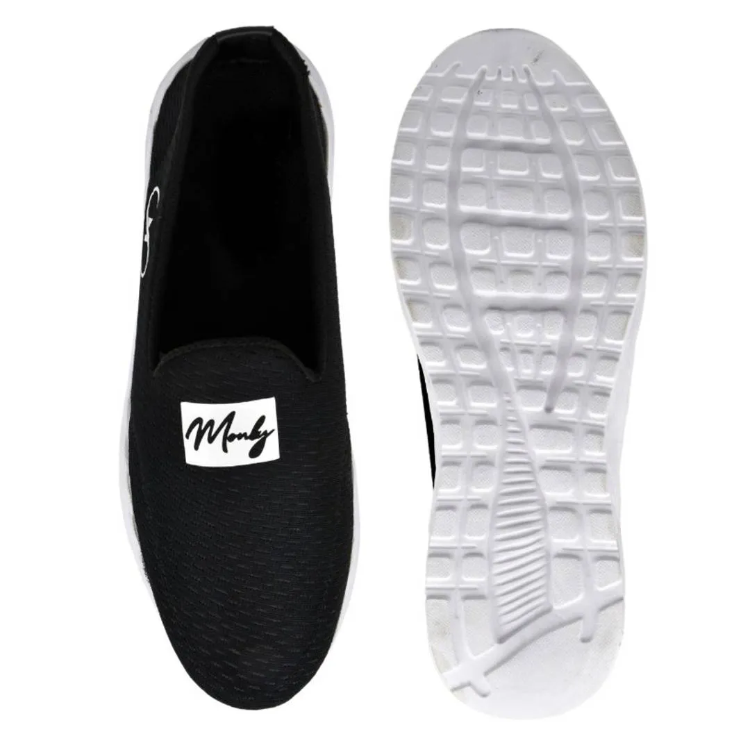 Stylish Black Mesh Self Design Casual Shoes For Men