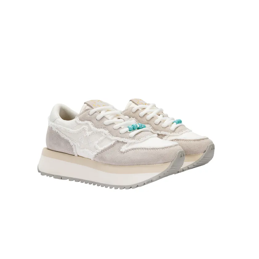 Sun68 scarpa sneakers da donna Big Stargirl Z34216 31 bianco panna