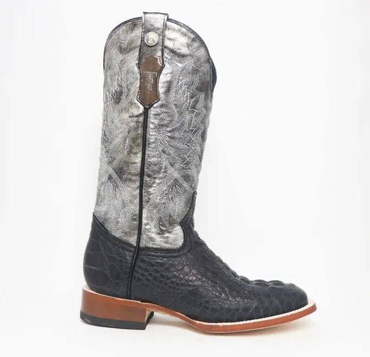 Tanner Mark Women's Amberlyn Print Caiman Hornback Square Toe Boots Black TML207075