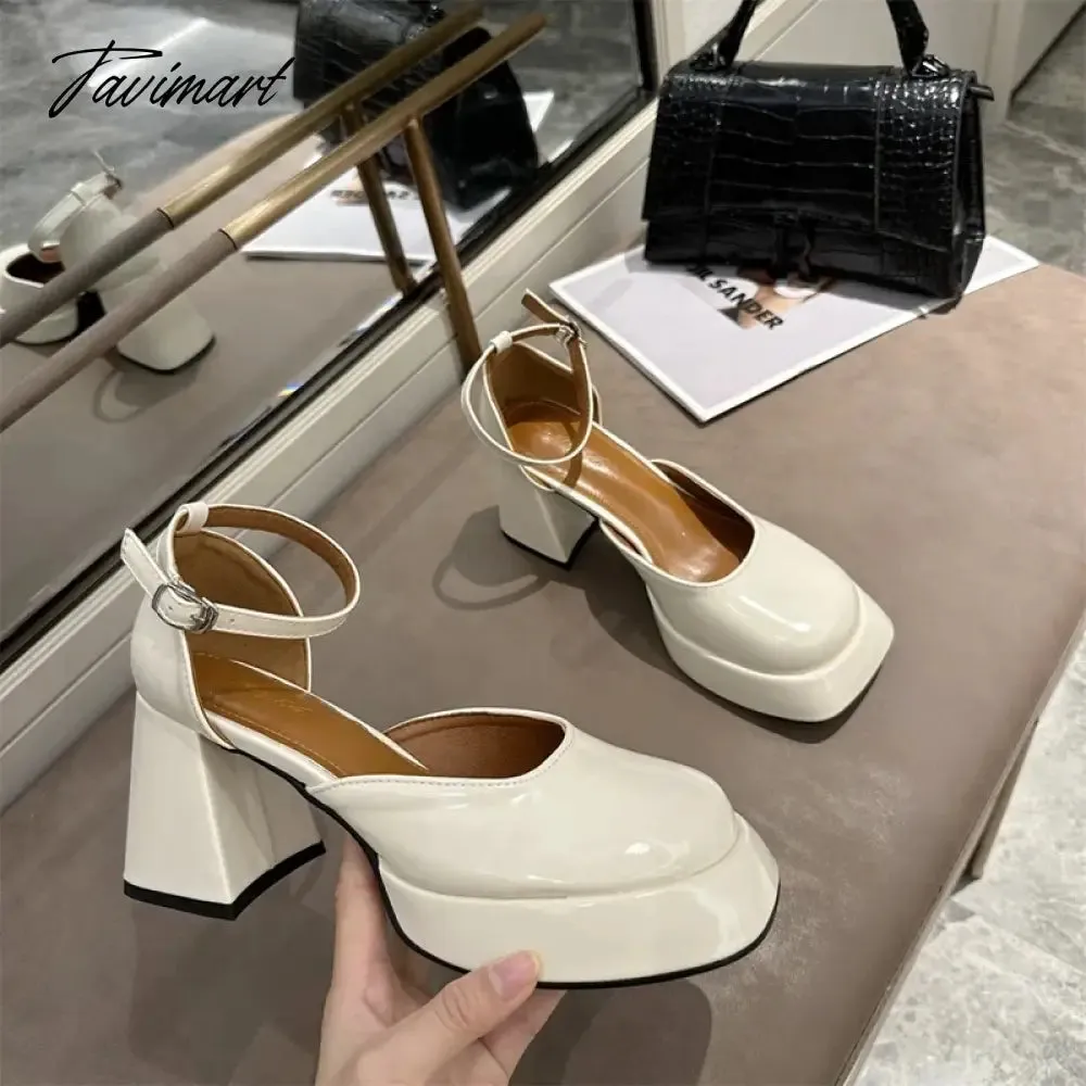 Tavimart Summer Fashion Club Extreme 8cm Heels Sandals Women Sexy Chunky Platform Wedding Pumps Shoes Party Dress Thick Heel Sandalias