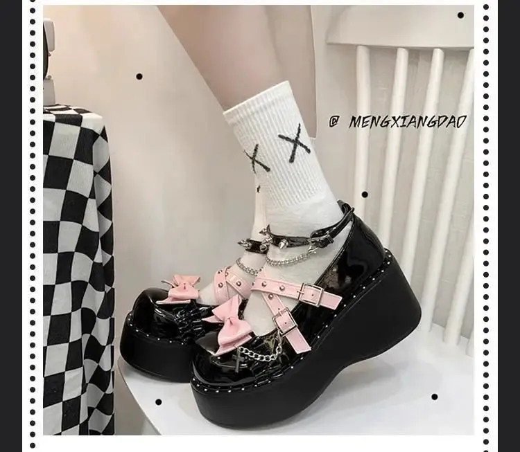 TAVIMART  -  Sweet Cool Hot Girl Y2k Subculture Dark Student Uniform Thick Soled Single Shoes Spring Punk Lolita Shoes Women's Shoes