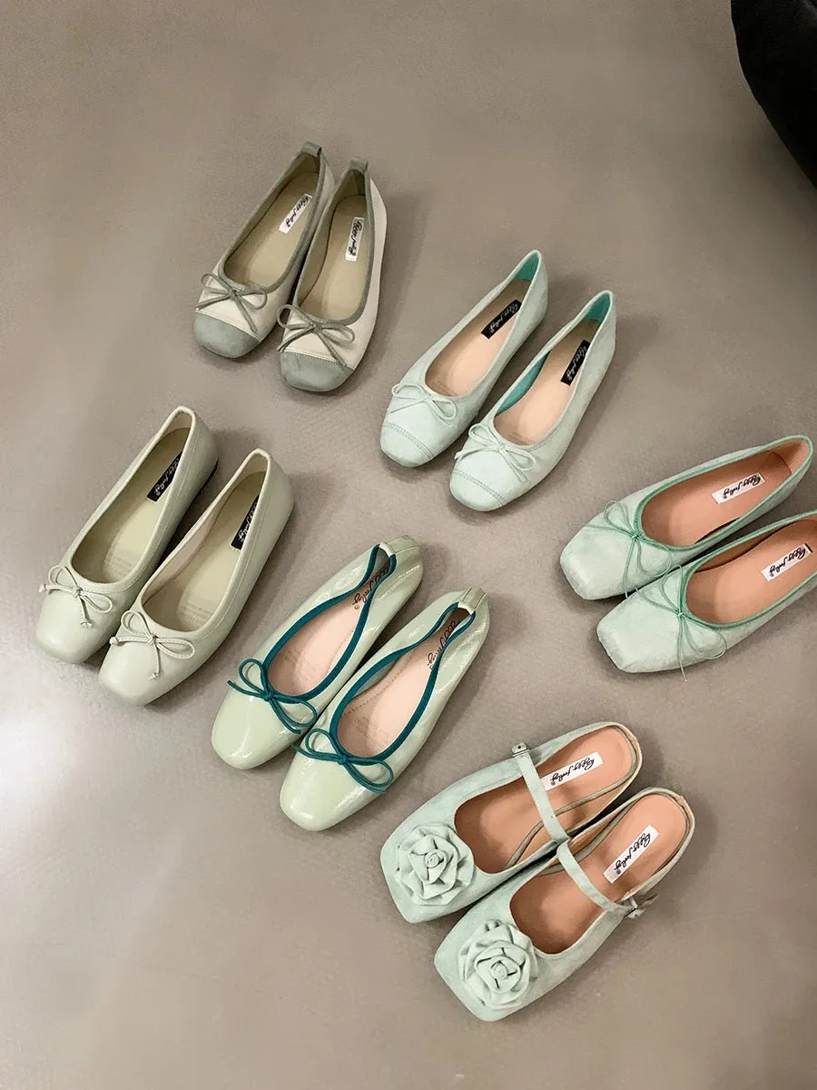 TAVIMART  -   Women Shoes Brand Designer Mary Janes Shoes Summer Butterfly Knot Japanned Slip On Flats Vintage Narrow Band Dress