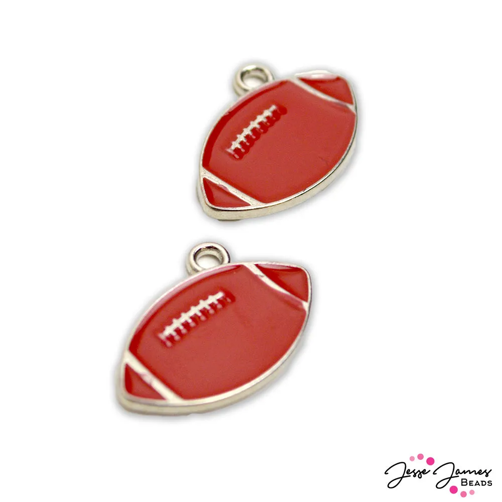 Team Colors Football Charm Pair in Silver