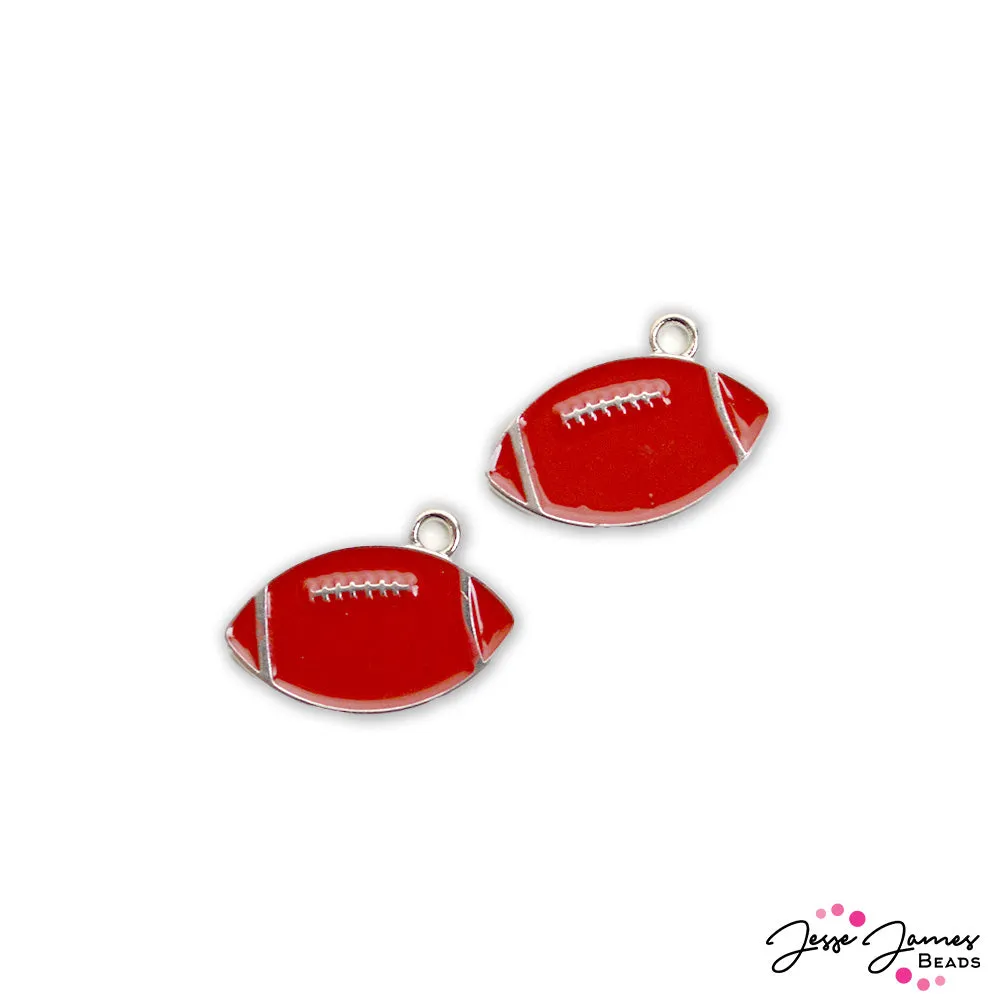 Team Colors Football Charm Pair in Silver