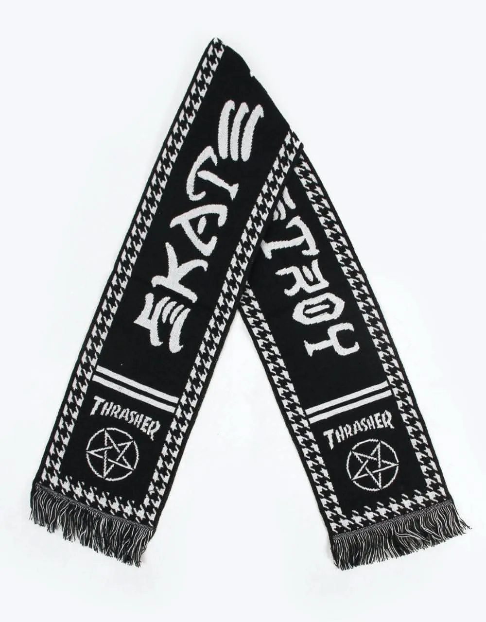 Thrasher Skate & Destroy Hooligan Scarf - Black/White