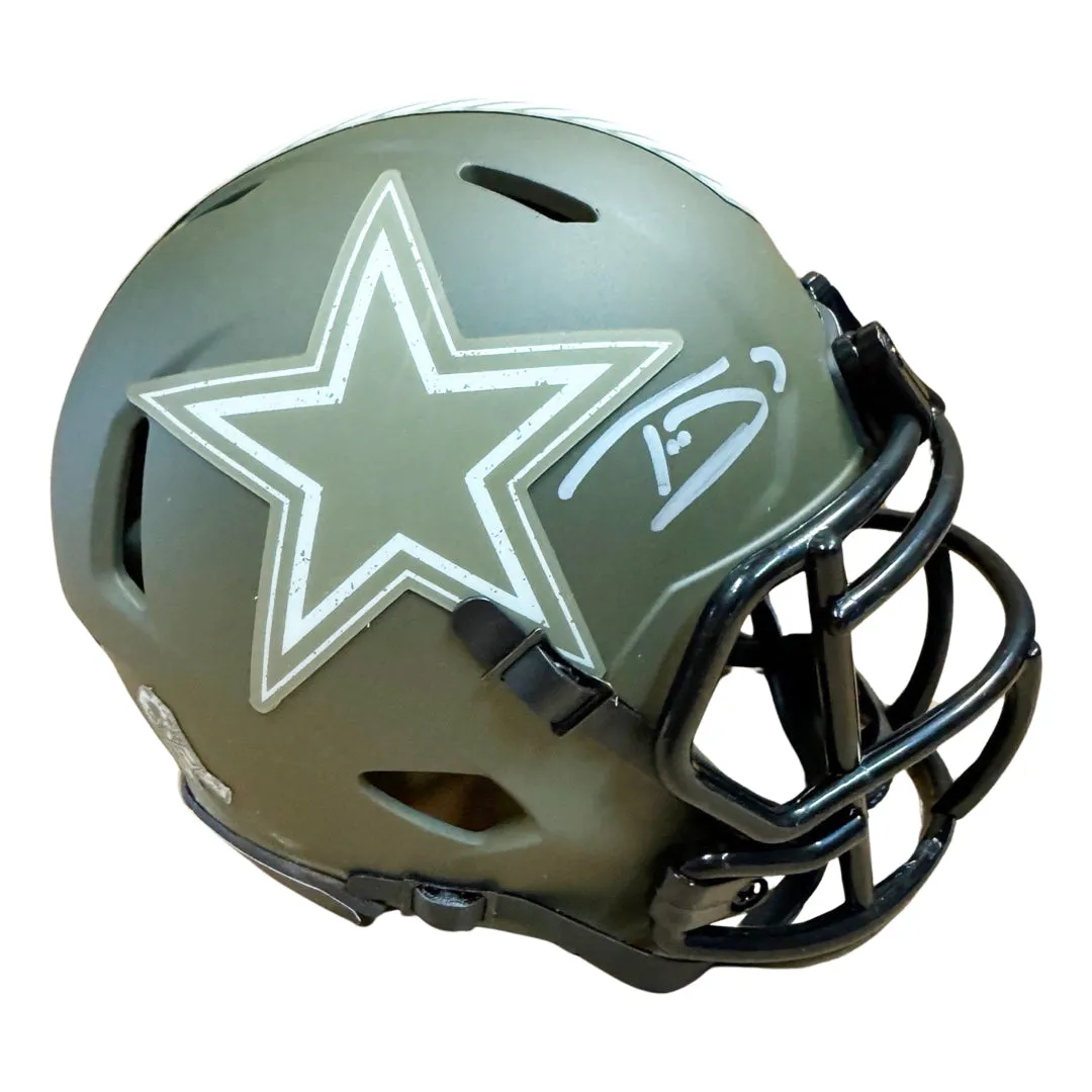 Trevon Diggs Signed Dallas Cowboys Salute to Service Speed Mini Football Helmet (JSA)